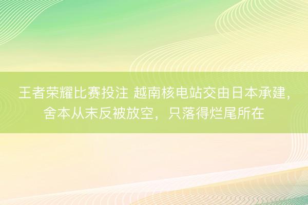 王者荣耀比赛投注 越南核电站交由日本承建，舍本从末反被放空，只落得烂尾所在