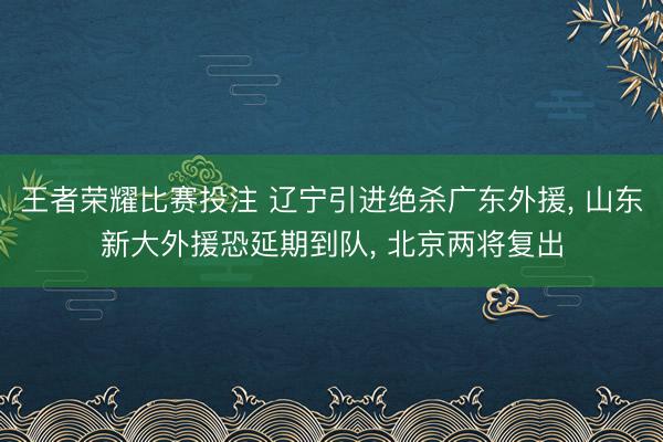王者荣耀比赛投注 辽宁引进绝杀广东外援, 山东新大外援恐延期到队, 北京两将复出