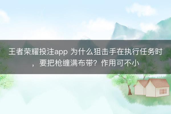 王者荣耀投注app 为什么狙击手在执行任务时，要把枪缠满布带？作用可不小
