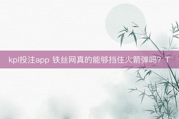 kpl投注app 铁丝网真的能够挡住火箭弹吗？T