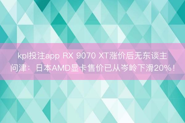 kpl投注app RX 9070 XT涨价后无东谈主问津:日本AMD显卡售价已从岑岭下滑20%!