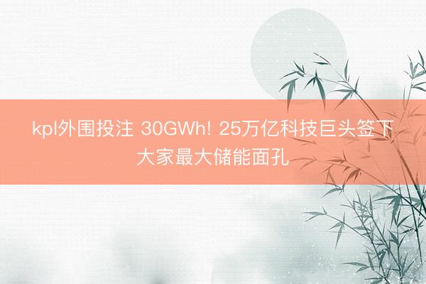 kpl外围投注 30GWh! 25万亿科技巨头签下大家最大储能面孔