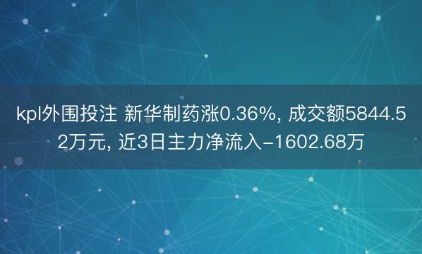 kpl外围投注 新华制药涨0.36%， 成交额5844.52万元， 近3日主力净流入-1602.68万