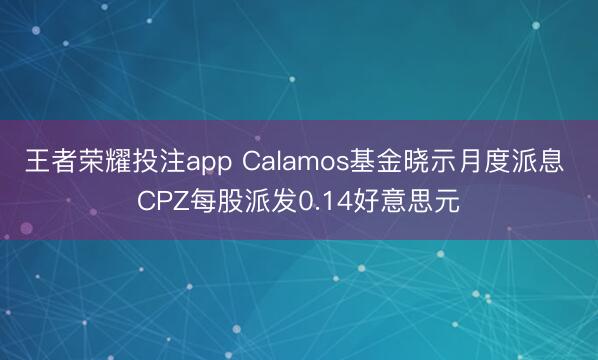 王者荣耀投注app Calamos基金晓示月度派息 CPZ每股派发0.14好意思元