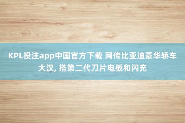 KPL投注app中国官方下载 网传比亚迪豪华轿车大汉, 搭第二代刀片电板和闪充