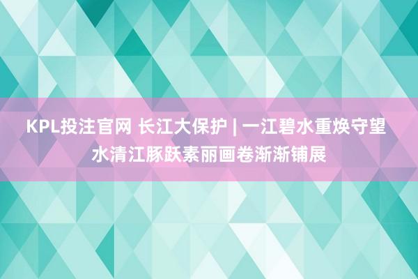 KPL投注官网 长江大保护 | 一江碧水重焕守望 水清江豚跃素丽画卷渐渐铺展