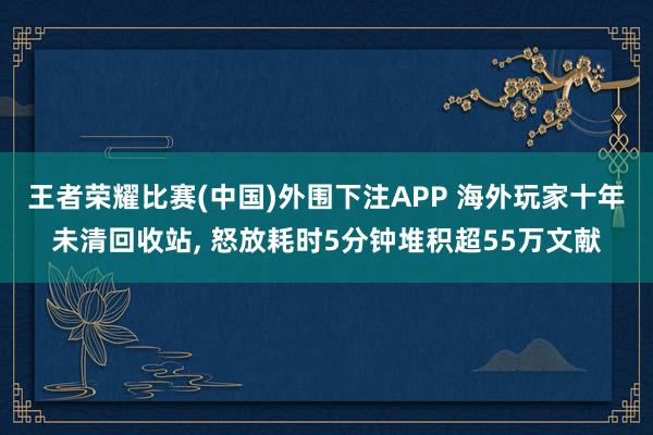 王者荣耀比赛(中国)外围下注APP 海外玩家十年未清回收站, 怒放耗时5分钟堆积超55万文献