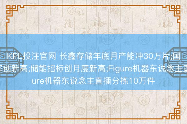 KPL投注官网 长鑫存储年底月产能冲30万片;国产半导体毛利率创新高;储能招标创月度新高;Figure机器东说念主直播分拣10万件