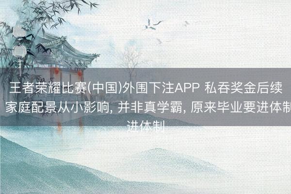 王者荣耀比赛(中国)外围下注APP 私吞奖金后续: 家庭配景从小影响, 并非真学霸, 原来毕业要进体制
