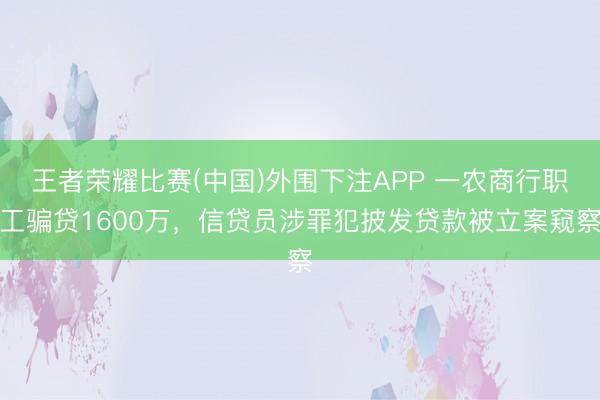 王者荣耀比赛(中国)外围下注APP 一农商行职工骗贷1600万，信贷员涉罪犯披发贷款被立案窥察