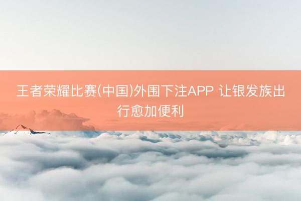 王者荣耀比赛(中国)外围下注APP 让银发族出行愈加便利