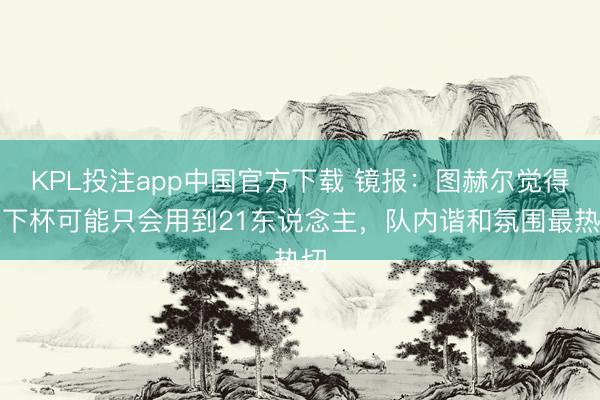 KPL投注app中国官方下载 镜报:图赫尔觉得天下杯可能只会用到21东说念主,队内谐和氛围最热切