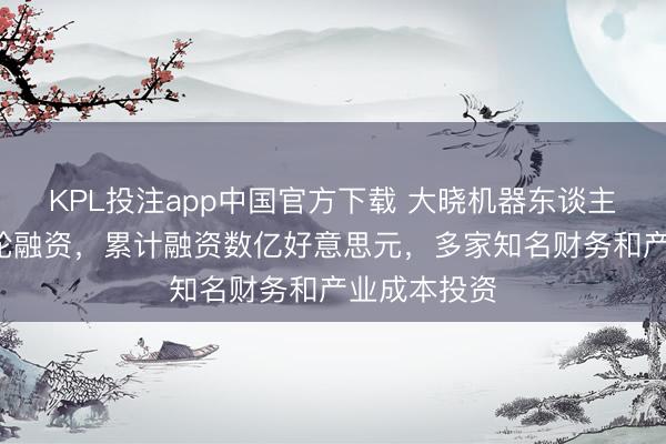 KPL投注app中国官方下载 大晓机器东谈主完成天神+轮融资,累计融资数亿好意思元,多家知名财务和产业成本投资