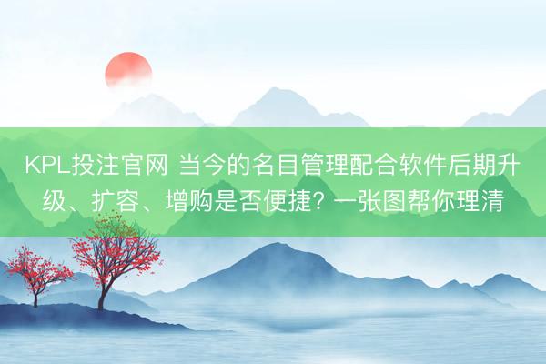 KPL投注官网 当今的名目管理配合软件后期升级、扩容、增购是否便捷? 一张图帮你理清